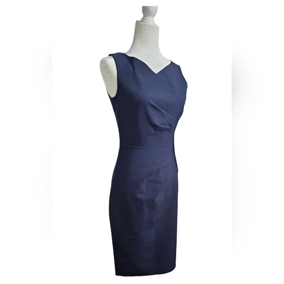 Carolina Herrera Navy Blue Sleeveless Silhouette career work Dress Size 2 Italy - Picture 11 of 12